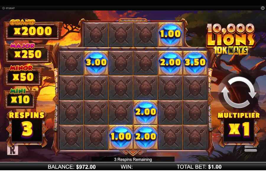 10000 Lions 10k Ways Slot Paytable Free Spins Feature