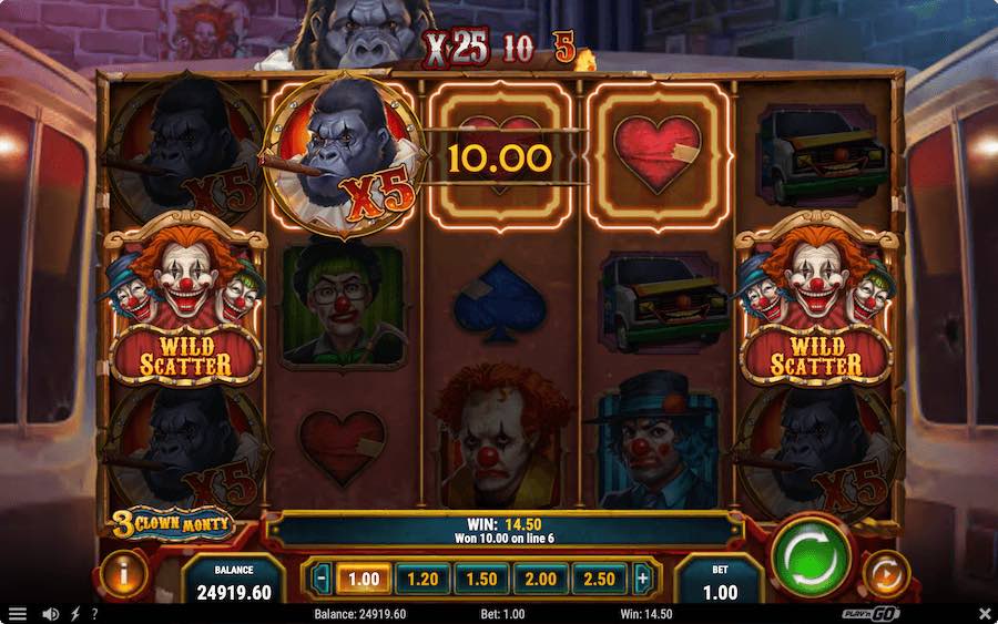 3 Or More Scatter Symbols In View Will Trigger The Free Spins Feature On 3 Clown Monty Video Slot