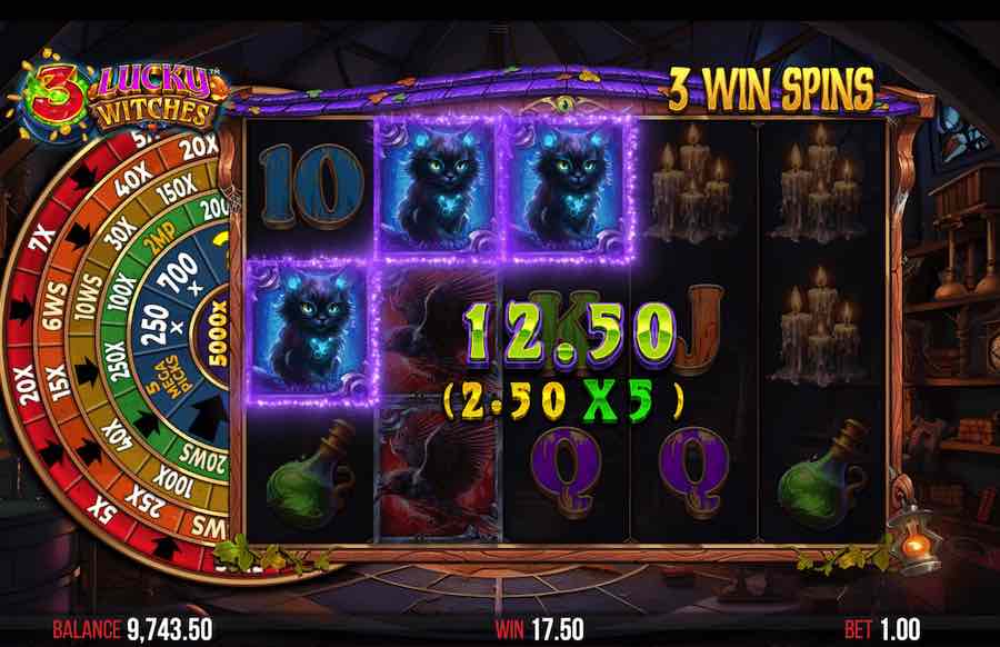 3 Lucky Witches Free Spins Feature 