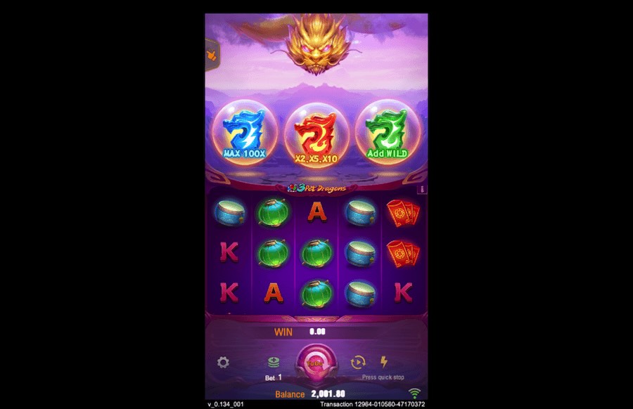 3 Pot Dragons Slot Base Game