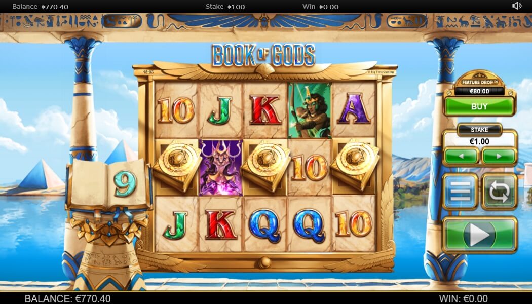 3 Or More Books Will Trigger The Free Spins Feature On Book Of Gods Slot