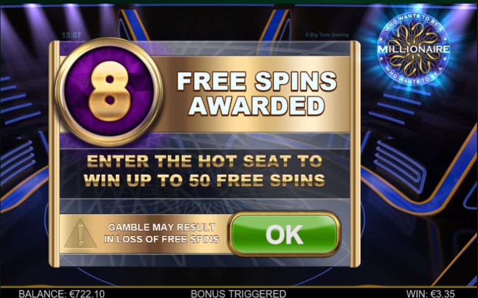 8 Free Spins For A 3 Scatter Trigger On Millionaire Megaways™