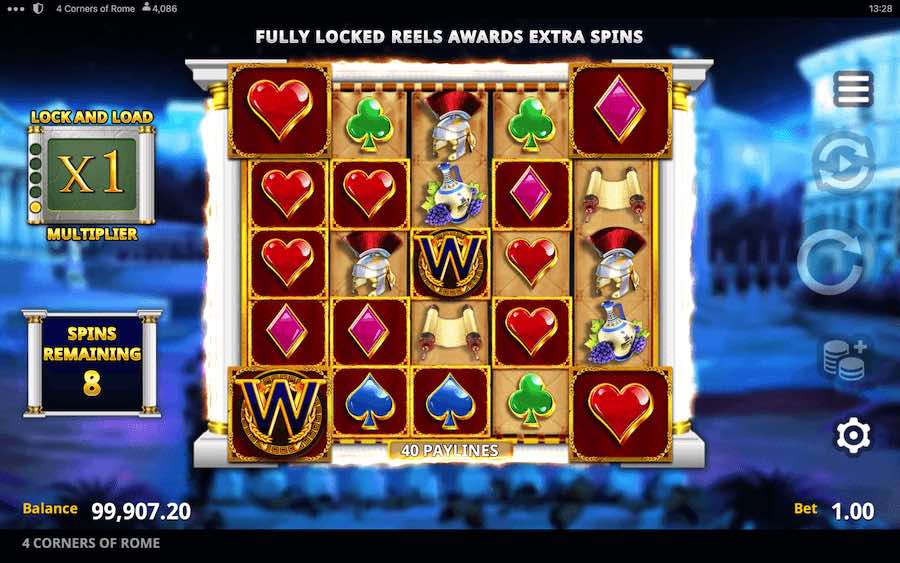 Choose From 3 Levels Of Volatility When The Free Spins Feature Is Triggered On The 4 Corners Of Rome Video Slot