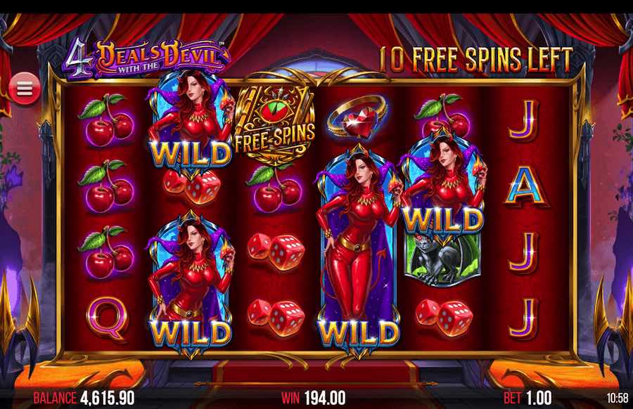 Four Or More Scatters Are Required To Land In View To Trigger The Free Spins Feature On 4 Deals With The Devil Video Slot