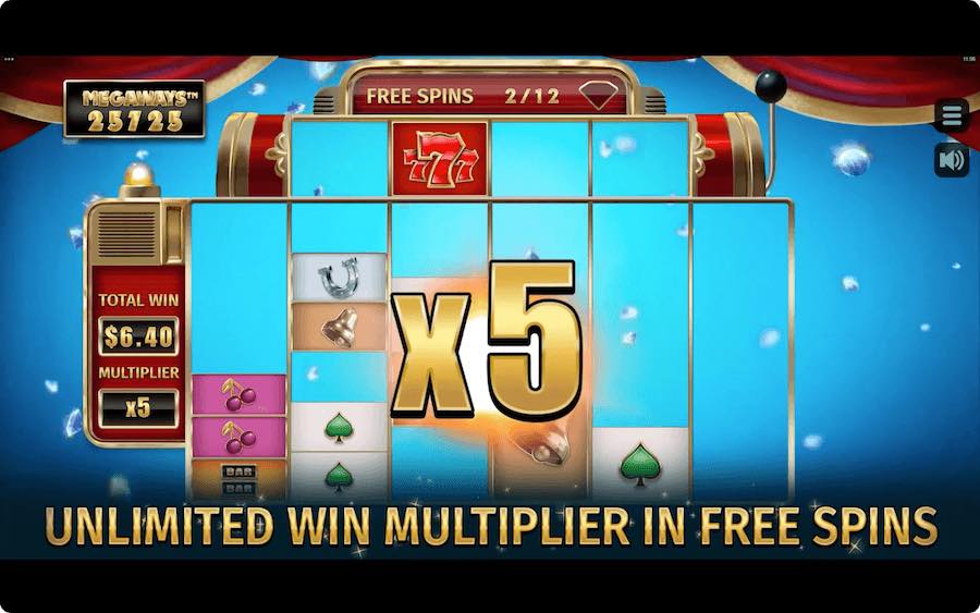 Play With An Unlimited Win Multiplier During The Free Spins Bonus On 4 Diamond Blues Megaways