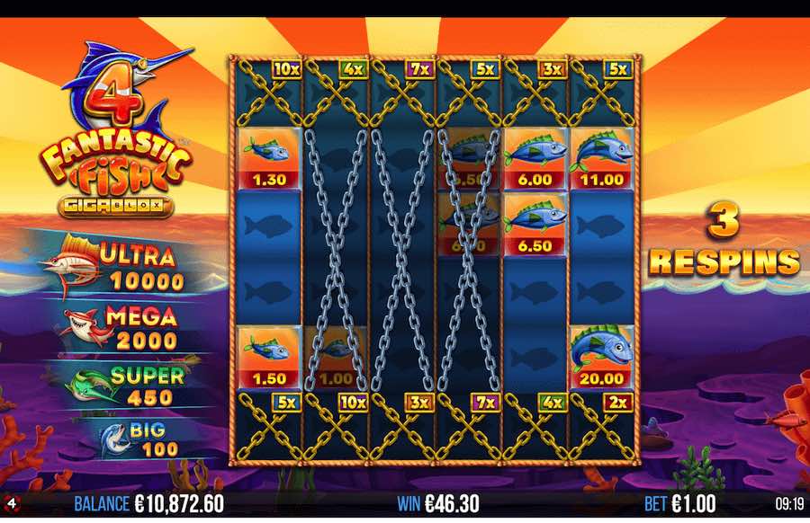 4 Fantastic Fish Gigablox Free Spins Feature