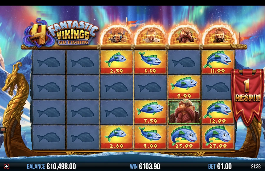 4 Vikings Go Fishing slot bonus feature