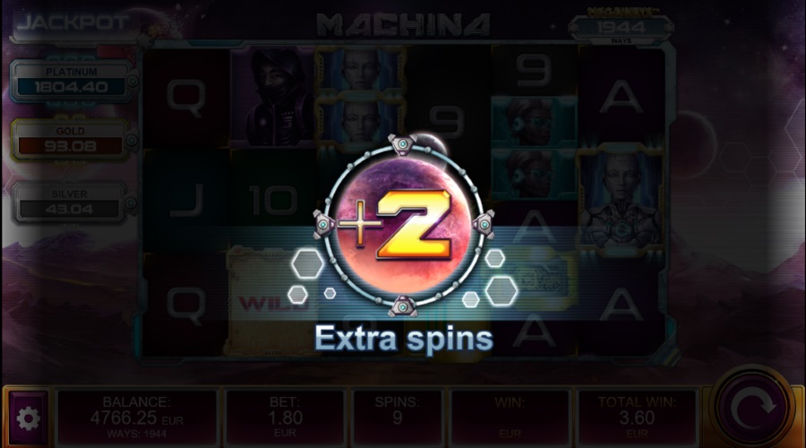 2 Extra Spins Awarded After A Level Up On Machina Megaways™ Slot