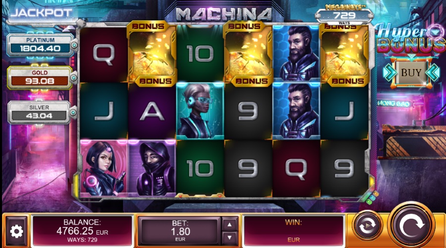 3 Bonus Scatter Symbols Triggering The Free Spins Feature On Machina Megaways™ Slot