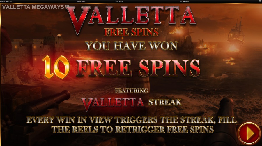 10 Free Spins Awarded For A 3 Scatter Trigger On Valletta Megaways™ Slot