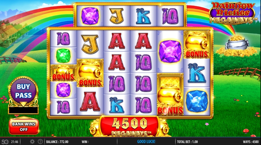 4 Or More Scatter Symbols Will Trigger The Bonus Round On Rainbow Riches Megaways™