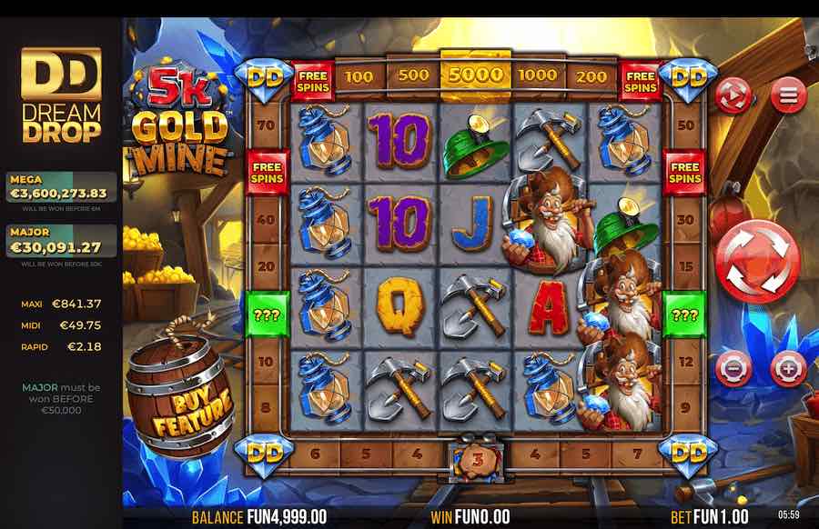 5k Gold Mine Dream Drop Slot Base Game