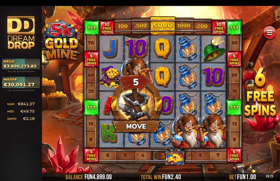 5k Gold Mine Dream Drop Slot Free Spins Feature 