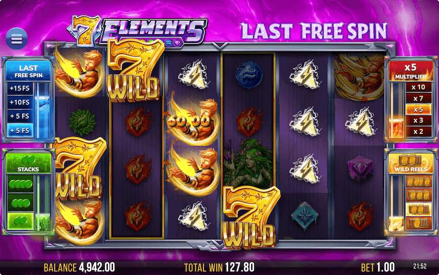 Landing 3 Or More Of The Diamond Scatter Symbols In The Base Game On 7 Elements Video Slot Will Trigger The Free Spins Bonus Round