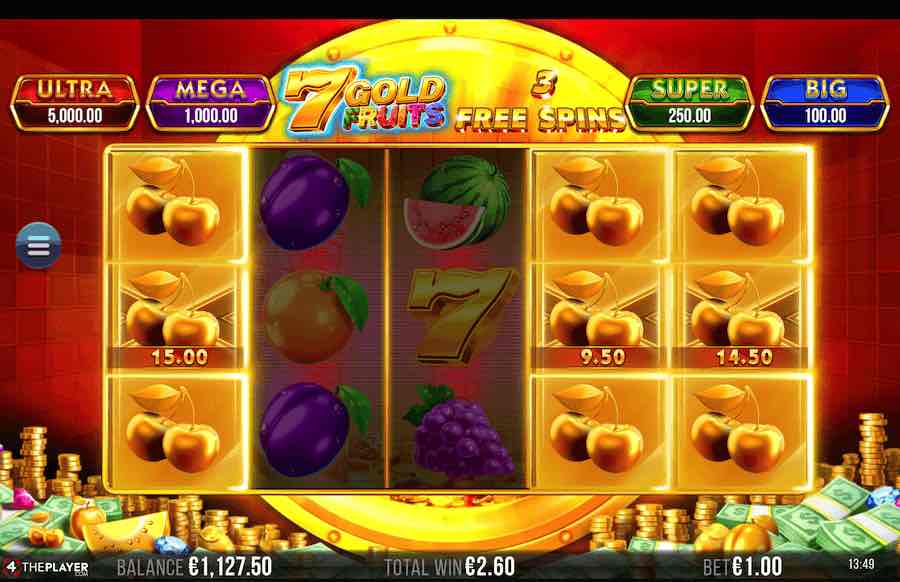 7 Gold Fruits Slot Free Spins Feature 