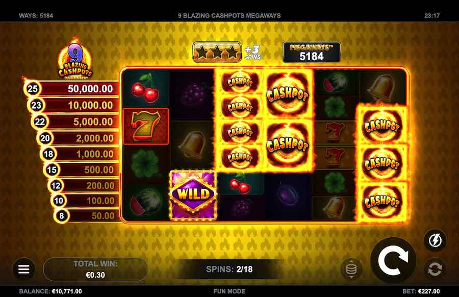 9 Blazing Cashpots Megaways Slot Free Spins Feauture 