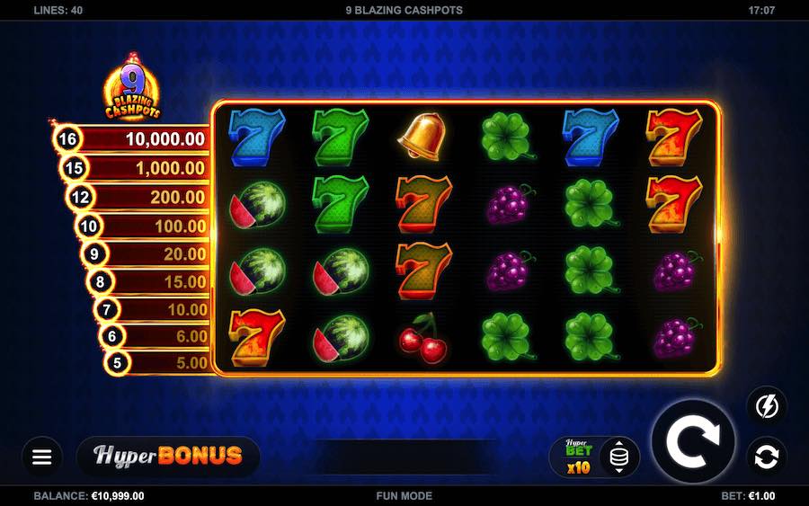 Win Up To 50,000x Your Bet As You Spin Across 40 Fixed Paylines In Kalamba Games Slot Title 9 Blazing Cashpots