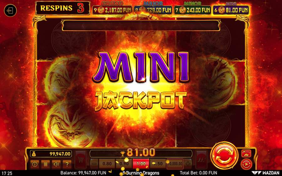 Landing 3 Or More Dragon Symbols During The Base Game On 9 Burning Dragons Video Slot Will Trigger The Hold The Jackpot Feature