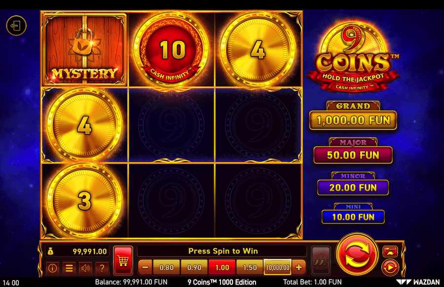 Win Up To 1,000x Your Stake In The 9 Coins 1000 Edition Online Slot From Game Provider Wazdan