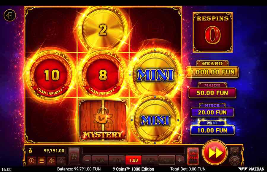 Win Additional Cashpots When Your Trigger The Bonus Feature On 9 Coins 1000 Edition Video Slot