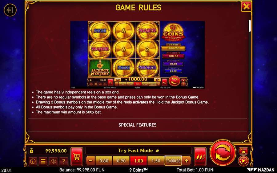 Basic Rules For 9 Coins™ Slot