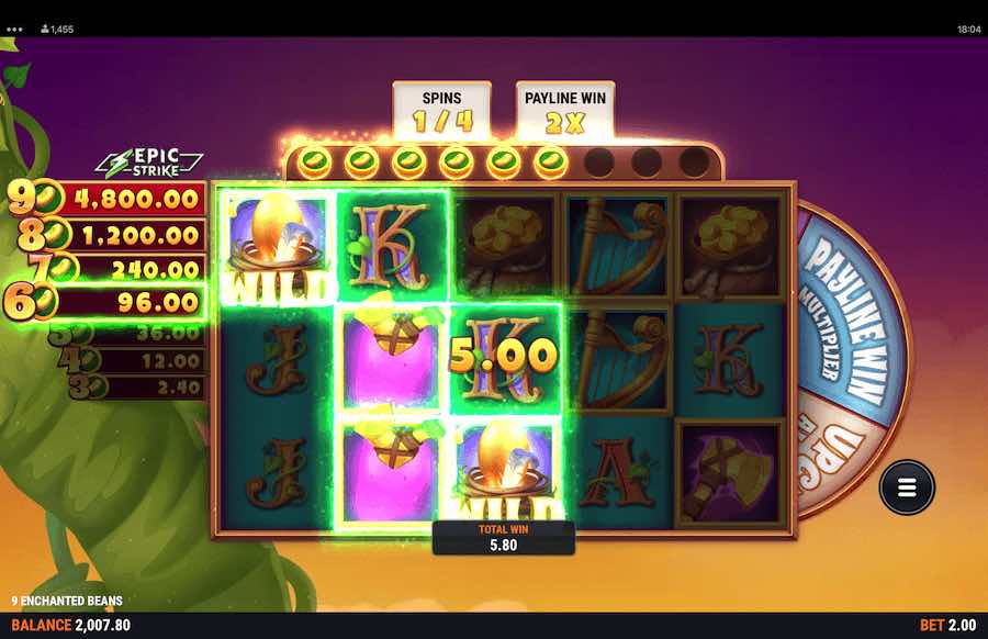 9 Enchanted Beans Free Spins Feature 