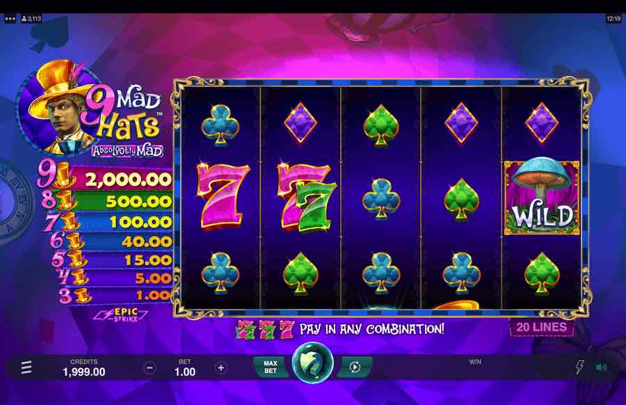 Up To 2,000x Your Bet Can Be Won On The 9 Mad Hats Online Slot From Triple Edge Studios