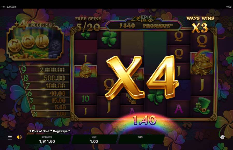 9 Pots Of Gold Megaways Slot Free Spins Feature