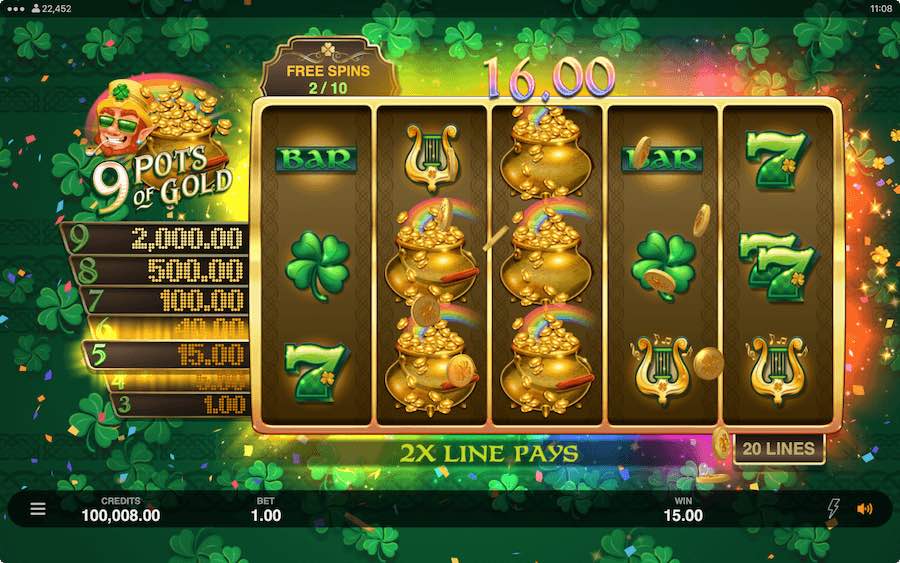 Trigger The Free Spins In 9 Pots Of Gold Slot And Play With A Win Multiplier Of Up To X3