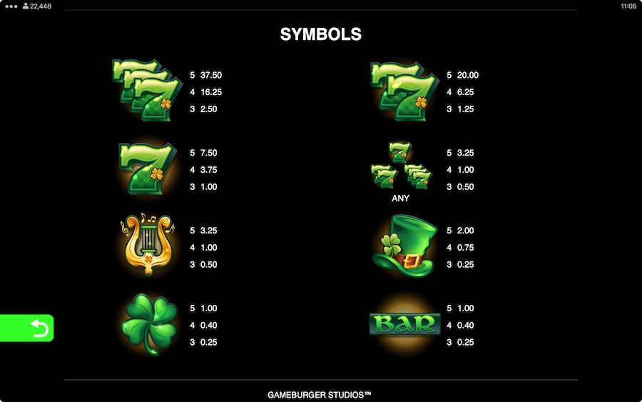 Paytable For 9 Pots Of Gold Slot