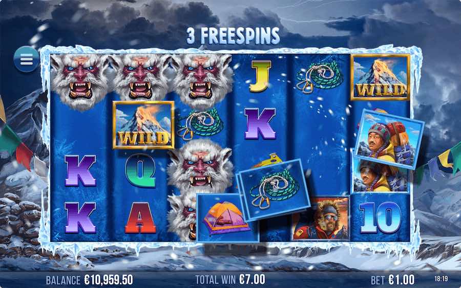 Landing 3 Or More Scatter Symbols In The Base Game Will Trigger The Free Spins Feature On 9k Yeti Video Slot