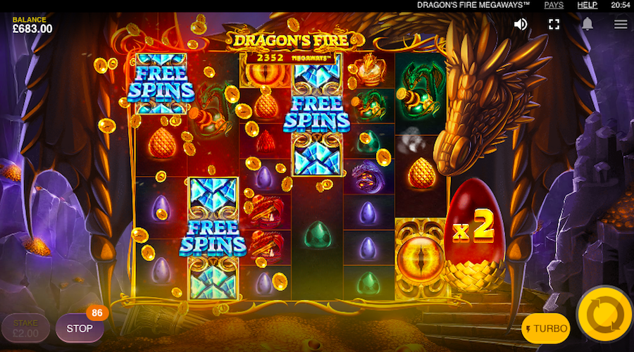 3 Or More Scatter Symbols Will Trigger The Free Spin Feature On Dragons Fire Megaways™