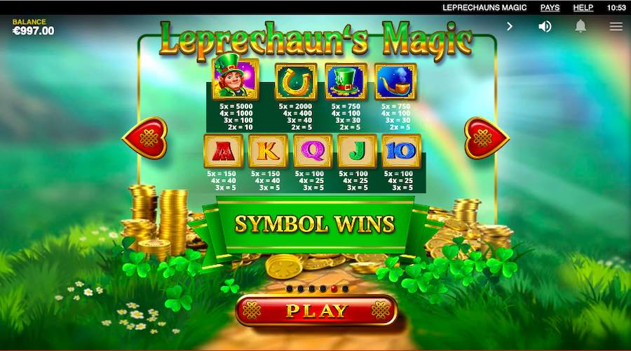 Leprechauns Magic Paytable