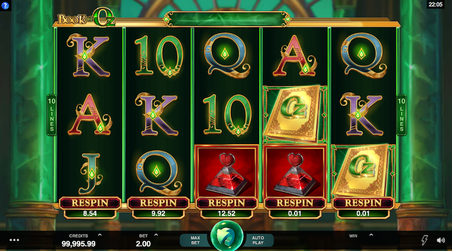 Players Are Given The Option To Respin Individual Reels On Book Of Oz Slot