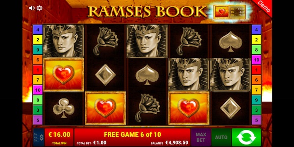 3 Hearts Landing During The Bonus Round On Ramses Book Slot