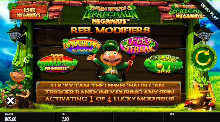 Randomly Trigger 1 Of 4 Reel Modifiers On Wish Upon A Leprechaun Megaways™