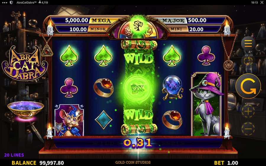 Play With 5 Reels, 20 Paylines, And Win Up To A Maximum Of 5,000x Your Bet On Microgaming's Abracatdabra Online Slot