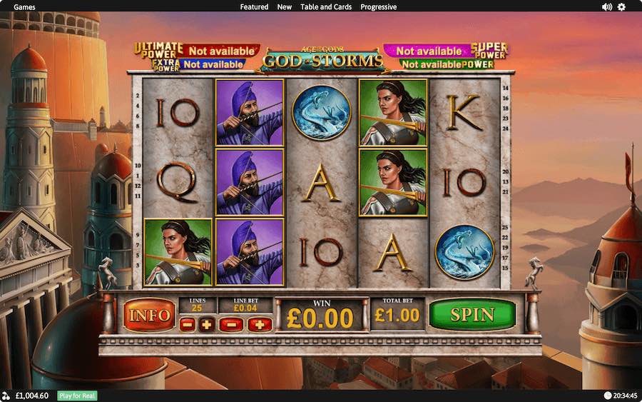 Play With 5 Reels, 25 Paylines, And Win Progressive Jackpots On Playtech's Age Of The Gods: God Of Storms Online Slot