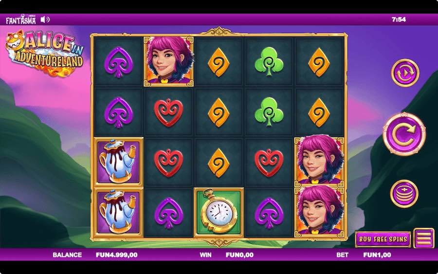 Play With 5 Reels, 20 Paylines, And Win Up To 10,000x Your Bet In Fantasma Games Alice In Adventureland Online Slot