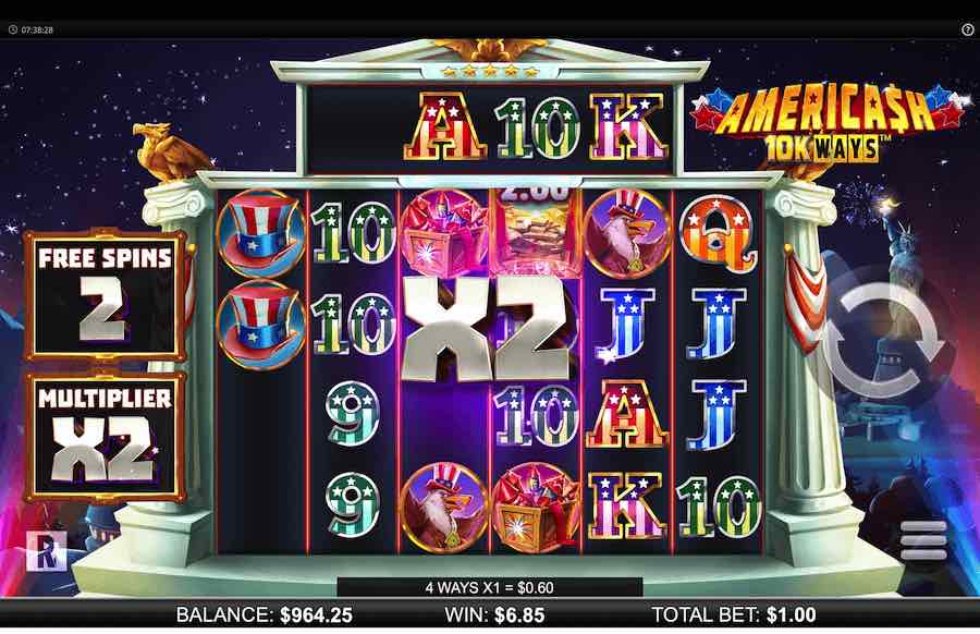 Americash 10k Ways Slot Free Spins Feature 