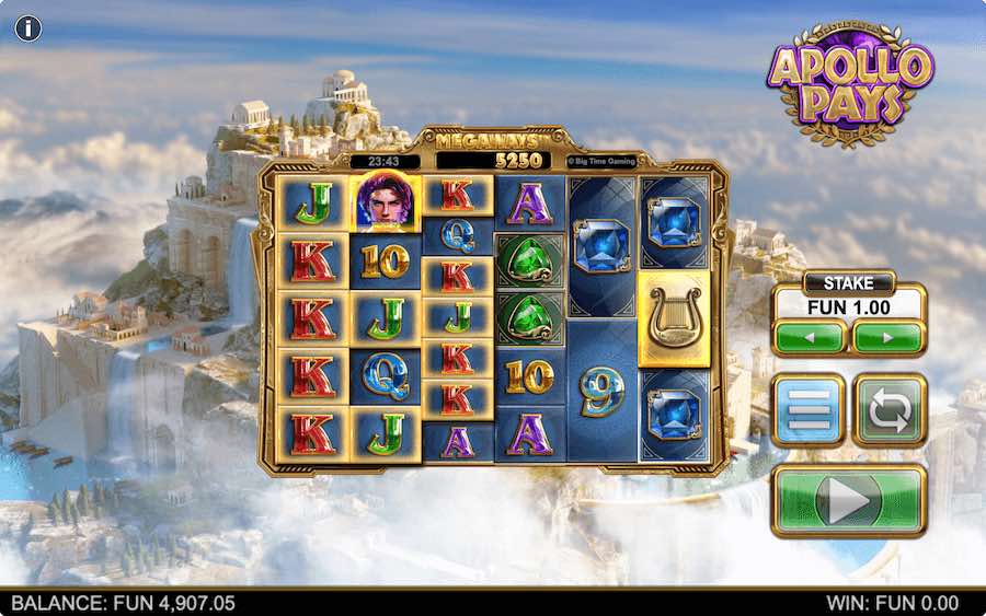 Play With 6 Reels, 117.649 Paylines, And Win Up To 116,030x Bet In Big Time Gaming's Apollo Pays Megaways Slot