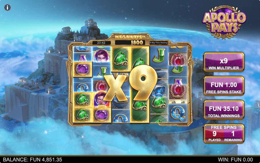 Land 3 Or More Scatter Symbols In View During The Base Game On Apollo Pays Megaways Slot To Trigger The Free Spins Feature