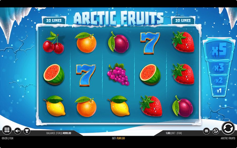 Play With 5 Reels, 20 Paylines, And Win Up To 2,500x Your Stake In 1x2 Gaming's Arctic Fruits Online Slot