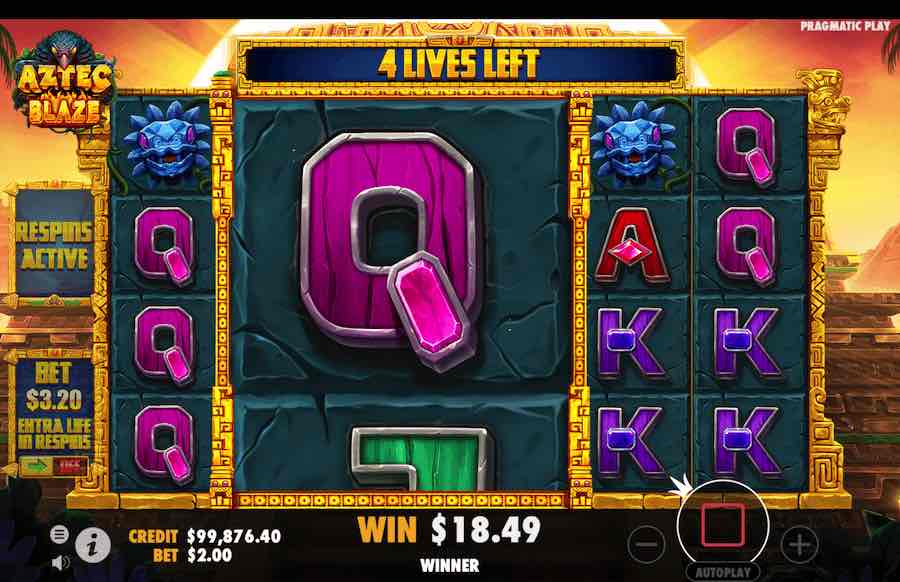 Land A Scatter Symbol On Reels 1 And 5 To Trigger The Free Spins Feature On The Aztec Blaze Video Slot