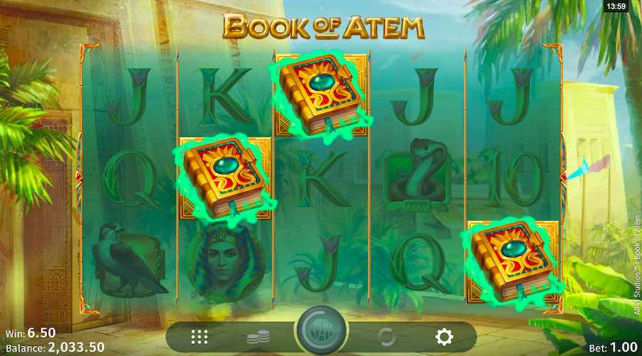 Three Or More Scatters Will Trigger The Bonus On Book Of Atem Slot