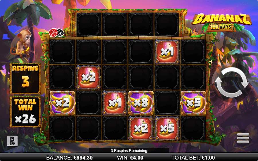 Land 4 Or More Scatter Symbols To Trigger The Respin Feature On Bananaz 10k Ways Video Slot