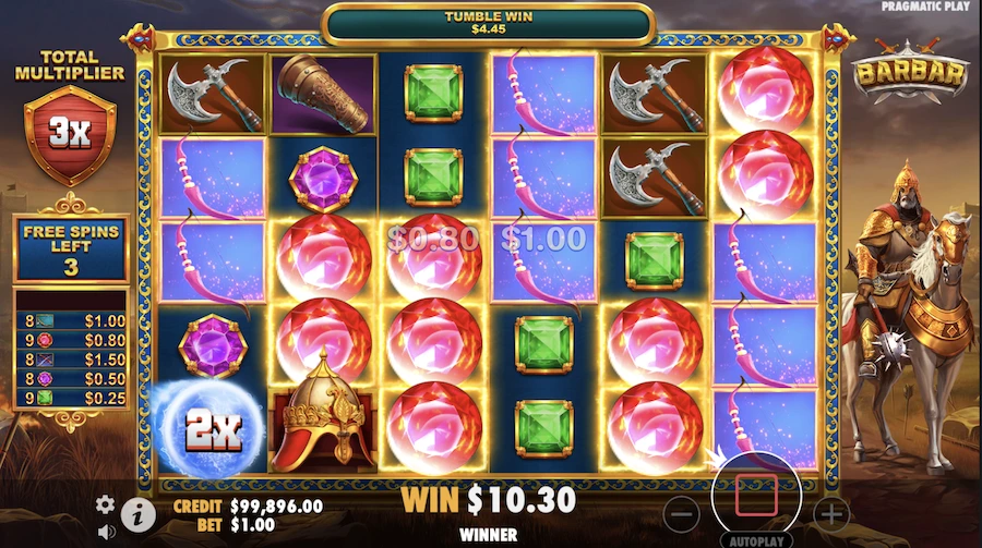 Barbar slot free spins feature