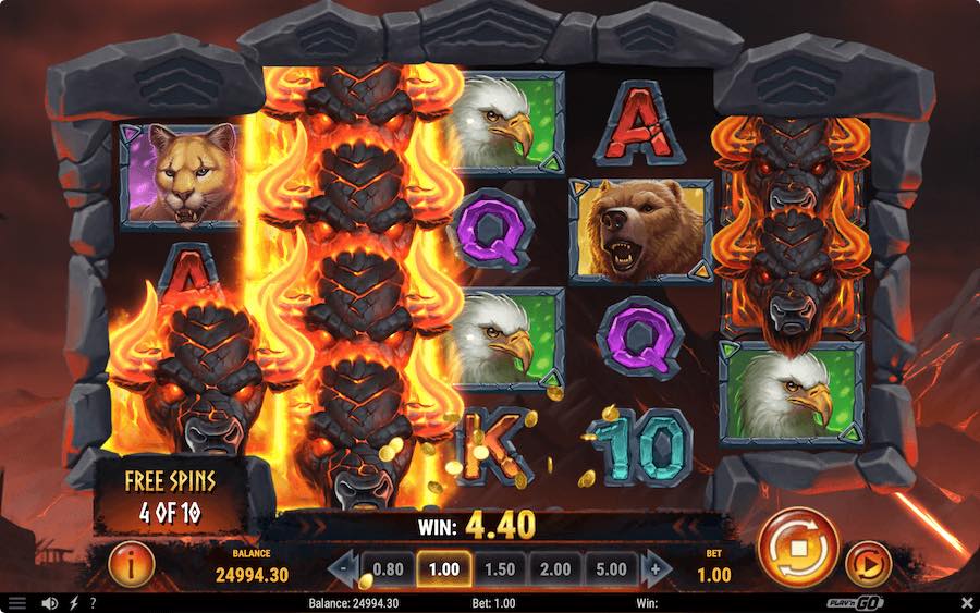 Land 3 Scatter Symbols To Trigger The Free Spins Feature On Beasts Of Fire Slot