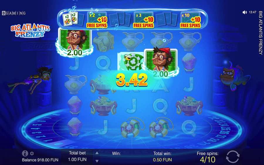 If 3 Or More Scatter Symbols Land During The Base Game Then The Free Spins Feature Will Be Triggered On Big Atlantis Frenzy Video Slot