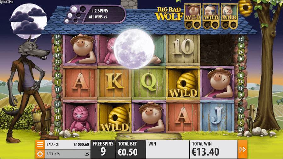 3 Or More Wolf Symbols Landing In View Will Trigger The Exciting Free Spins Feature On Big Bad Wolf Video Slot